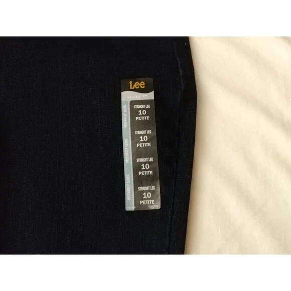 NWT Woman LEE Instantly Slims JEANS Sz 10 PETITE Dark Blue Straight Leg Relaxed - Picture 3 of 15